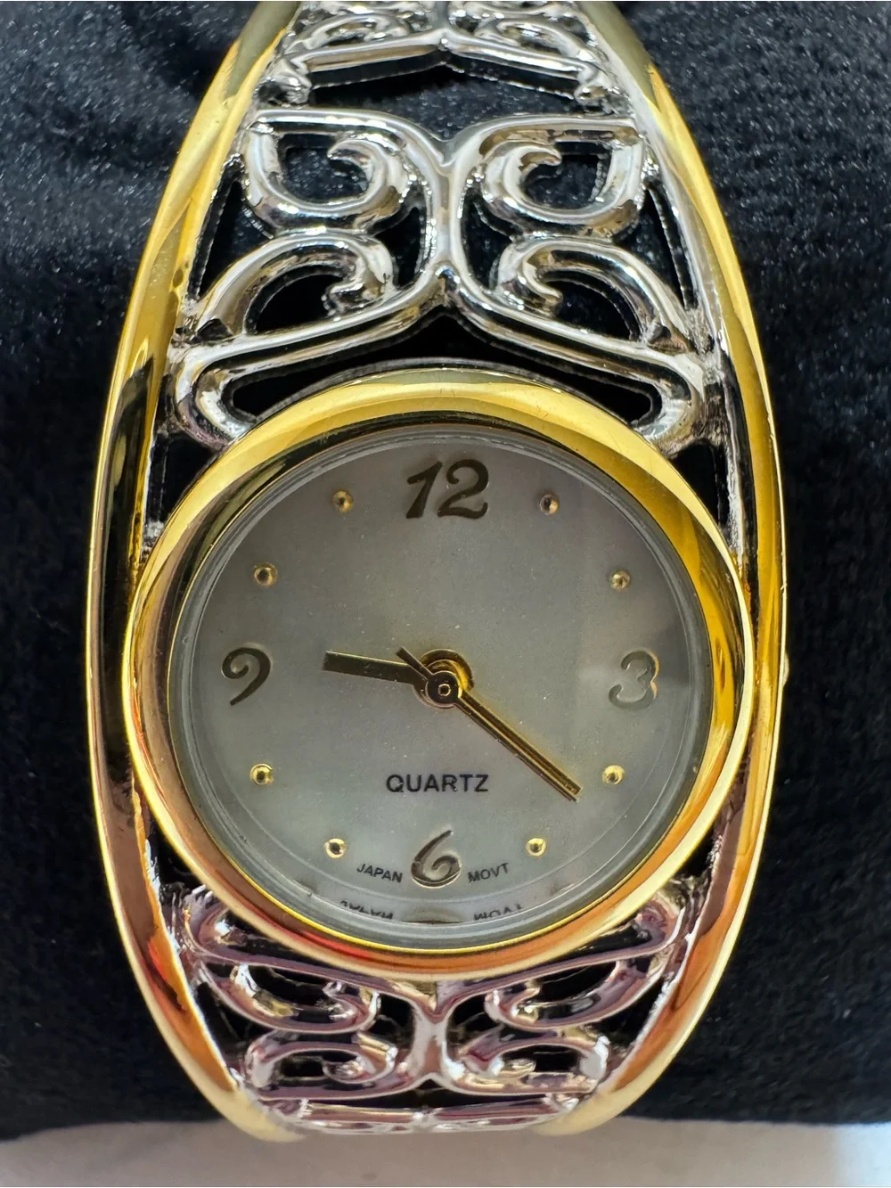 Avon Two-Tone Gold and Silver Filigree Bangle Watch